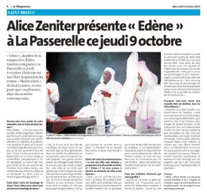 LE TELEGRAMME Edène Alice Zeniter 10 08 2025